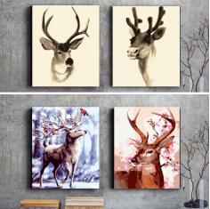 超值新品数字油画大幅装饰画鹿DIY手绘卡通动物鹿头花客厅卧室