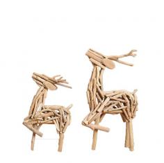 独步居 现代木质纯手工小鹿创意家居店铺软装饰摆件送人工艺礼品