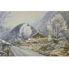 吴济民---西藏雪景系列2，水彩写生，室内装饰画精品 挂画 ，画家真迹