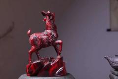 【喜气洋洋】印度小叶紫檀 一木手工雕 