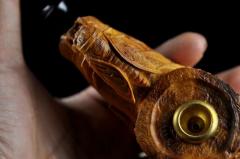 崖柏【把壶and烟斗】竹子题材，把把壶和烟斗，都特别的雅气，竹报平安、知足常乐！