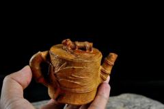 崖柏【把壶and烟斗】竹子题材，把把壶和烟斗，都特别的雅气，竹报平安、知足常乐！