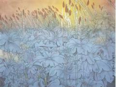 吴志祥新作重彩工笔画作品：《天地大美、人间花开系列之一一一光辉岁月》 日日月月年年，天地彰显大美，人间花开无边。 生命灿烂如花，美，是艺术家永恒追求的主题。