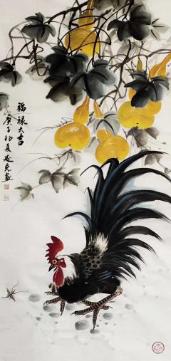 李延光老师花鸟作品 三尺整张100*50cm 带合影视频收藏证书 支持定制，部分现作