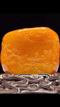 大师作品老挝田黄雕 萝卜丝清晰，润泽滋养 题材：山水有清音 规格：高7-宽8-厚4.2厘米 重量：433克 至宝大师亲工力作[色]  29