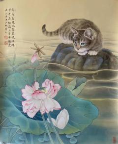 汪林，猫趣，68x55cm