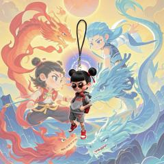 藕饼cp挂件哪吒2魔童闹海卡通动漫高颜值手机链哪吒敖丙书包挂饰 ，6种款式，20件起批  敖丙,哪吒,哪吒热门款,哪吒风火轮款,哪吒飘带款,哪吒背包款等6款。