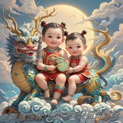 瑞兽麒麟散财童子招财送财好运连连装饰墙贴客厅玄关自贴