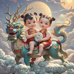 瑞兽麒麟散财童子招财送财好运连连装饰墙贴客厅玄关自贴