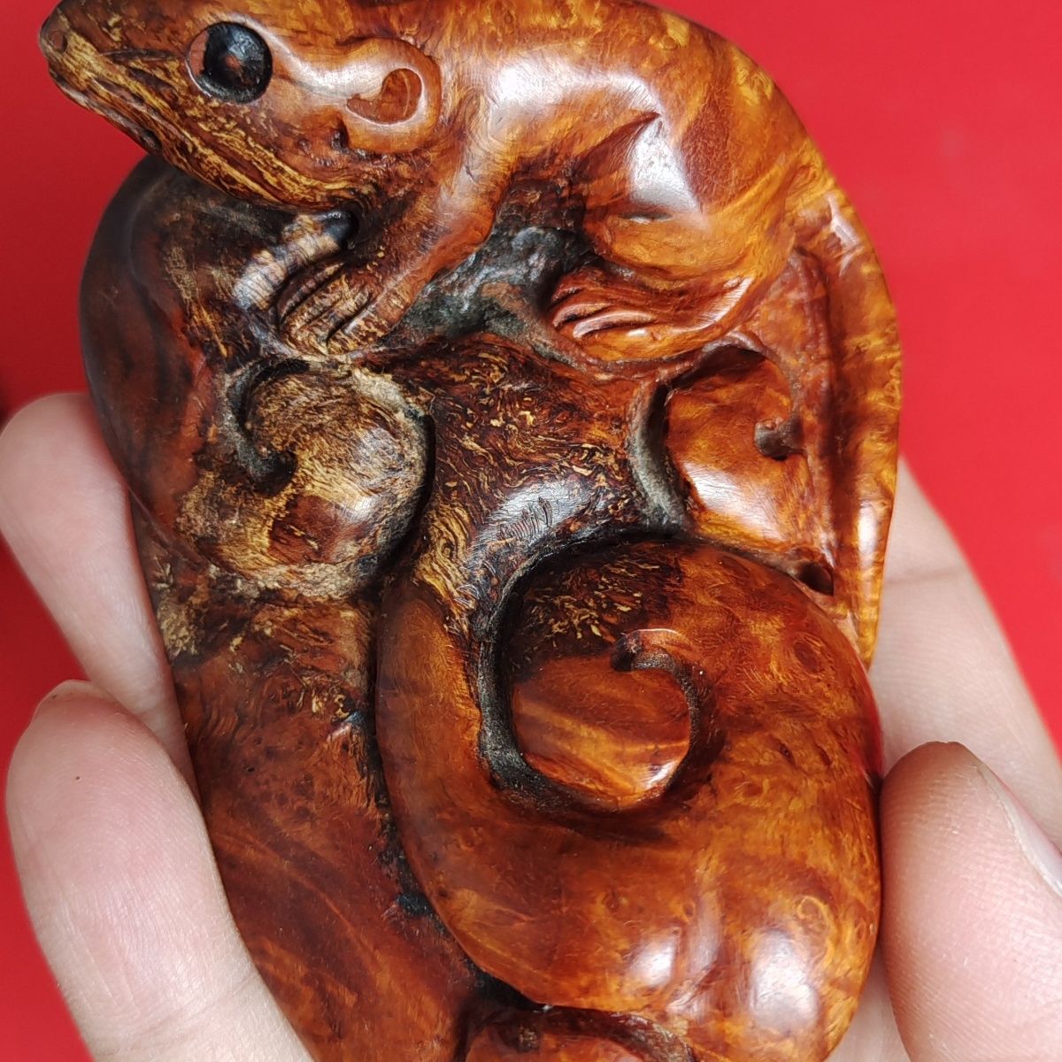 麻梨疙瘩,火琉璃满花金线,黑金老鼠钱夜夜数钱手把件老料精雕手工
