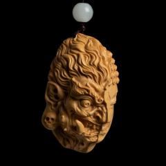 崖柏佛魔一念之间手把件黄杨木手盘物件文玩雕刻男士佛头挂件直播