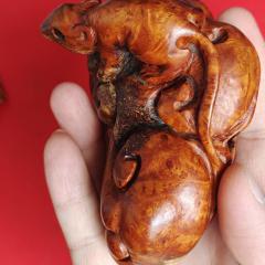 麻梨疙瘩,火琉璃满花金线,黑金老鼠钱夜夜数钱手把件老料精雕手工