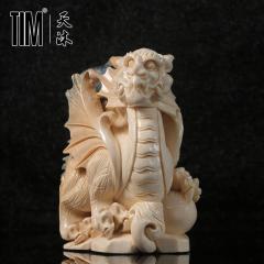 TIM猛犸象牙冰料手工雕刻西方的龙小摆件牙雕工艺送礼把件