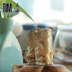 TIM猛犸象牙冰料手工雕刻西方的龙小摆件牙雕工艺送礼把件